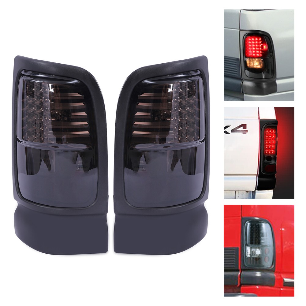1994-2002 Dodge Ram 1500 2500 3500 LED Black Tail Lights Pair
