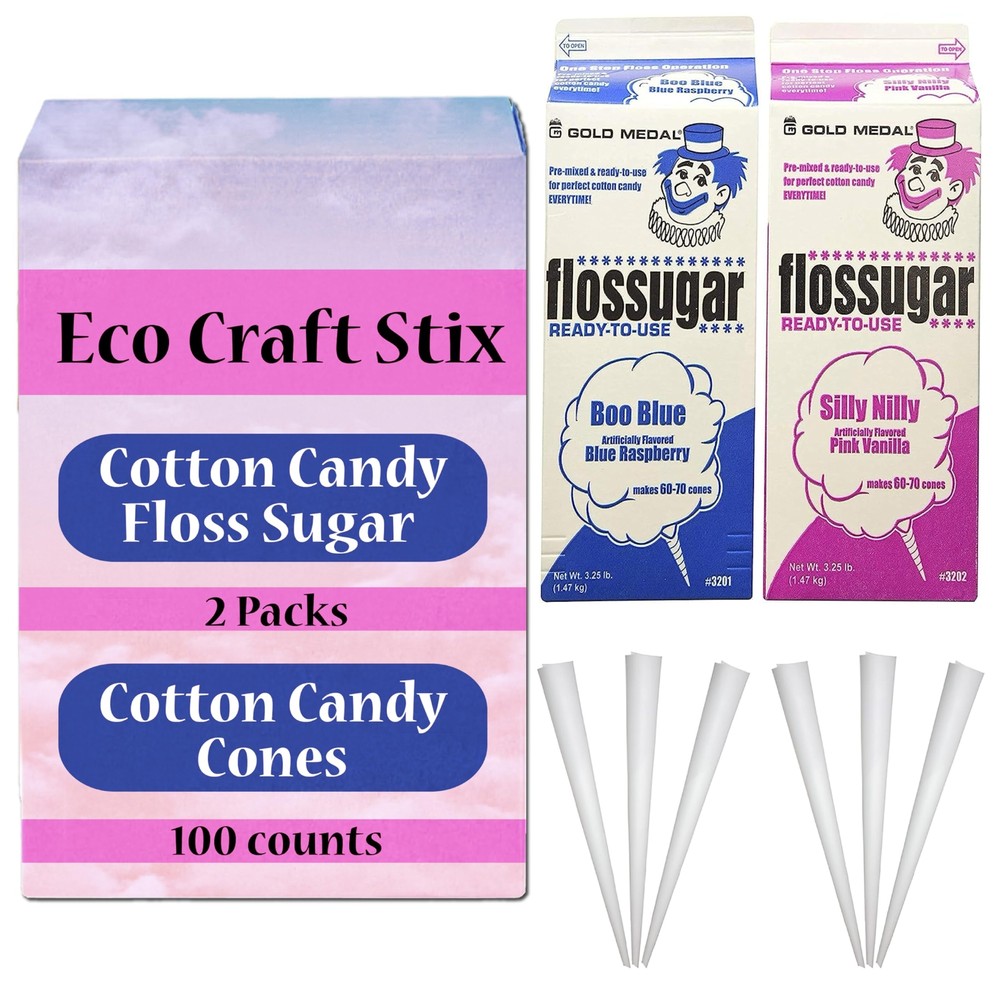 Floss Sugar 2 Pack with 12 Cotton Candy Spoons