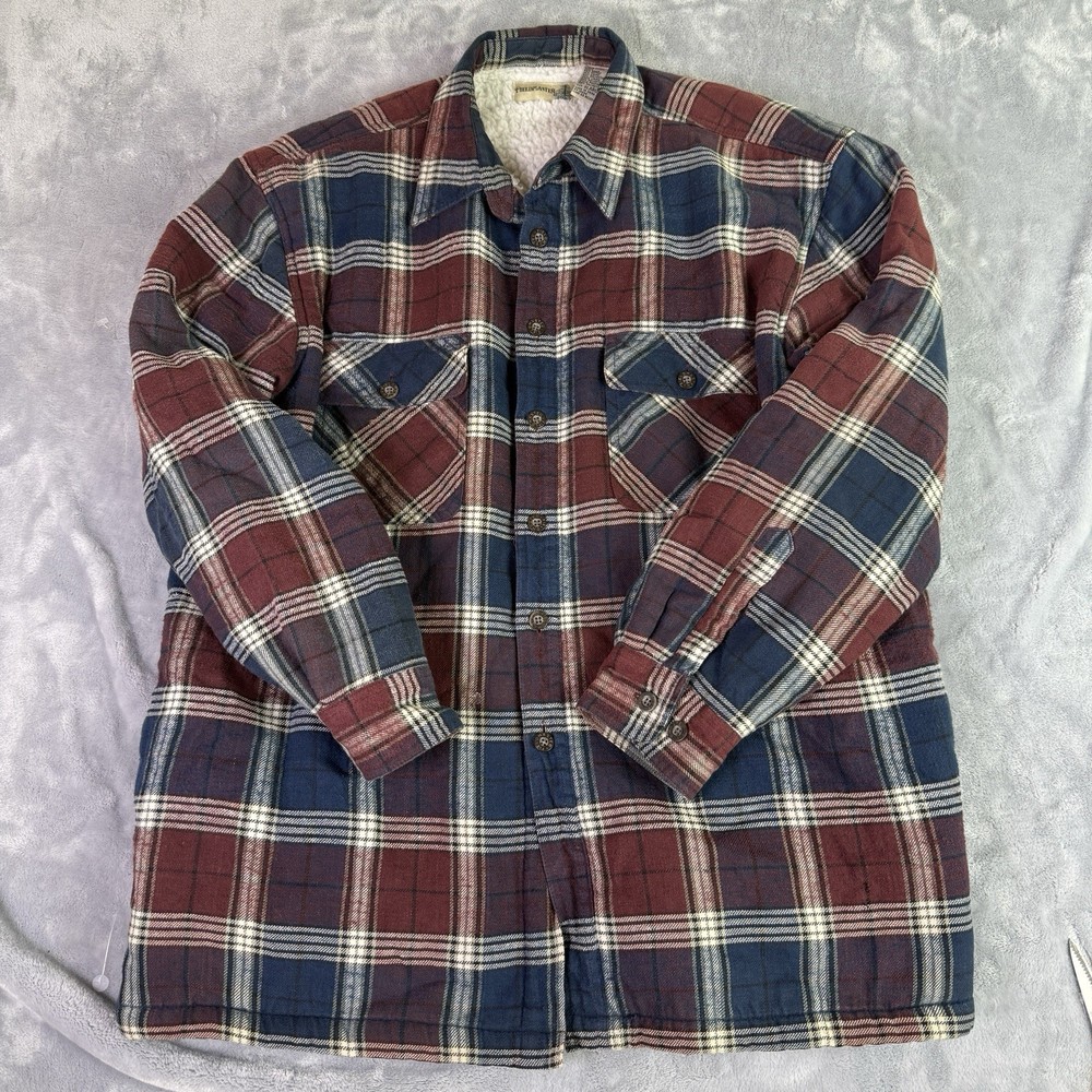 Vintage Fieldmaster Shacket Mens XL  Blue/red Flannel Jacket Sherpa Lined