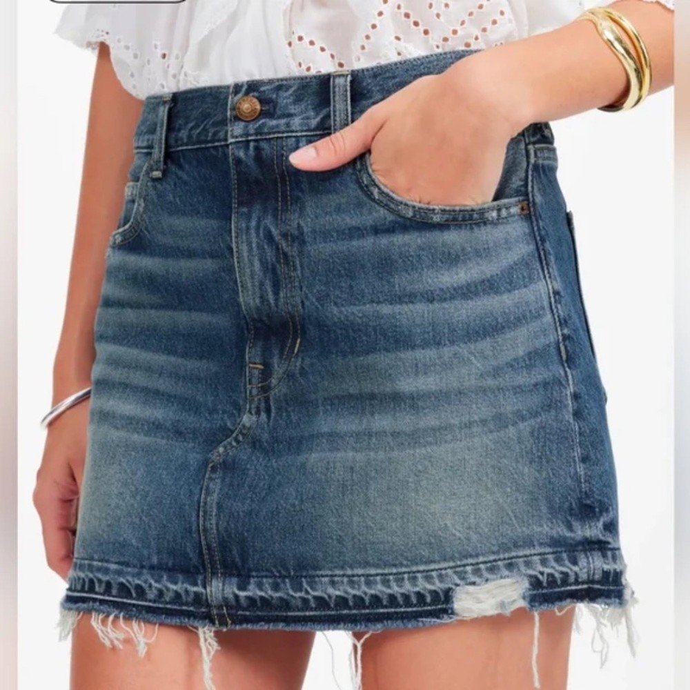 Madewell Croswell Wash Postage-Stamp Denim Mini Skirt Size 32