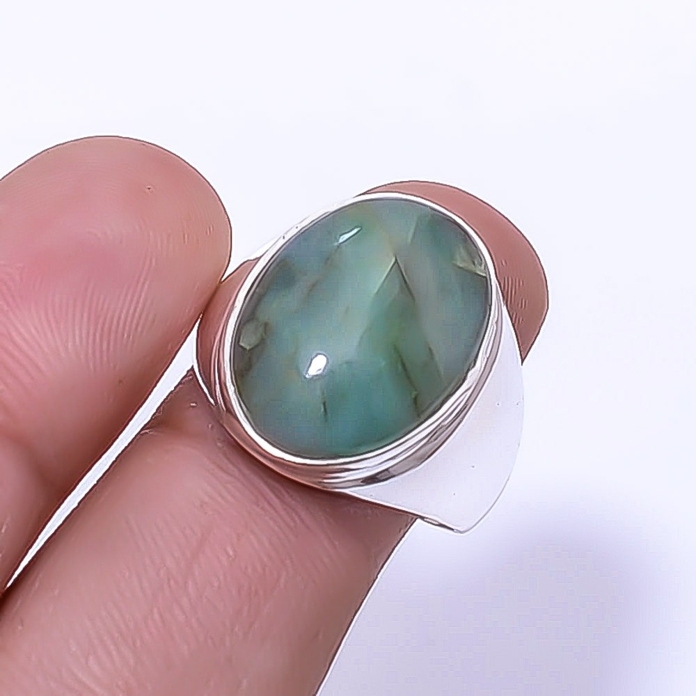 Lab-Created Emerald Sakota Mines Gemstone 925 Sterling Silver Ring Size 8.5 R12