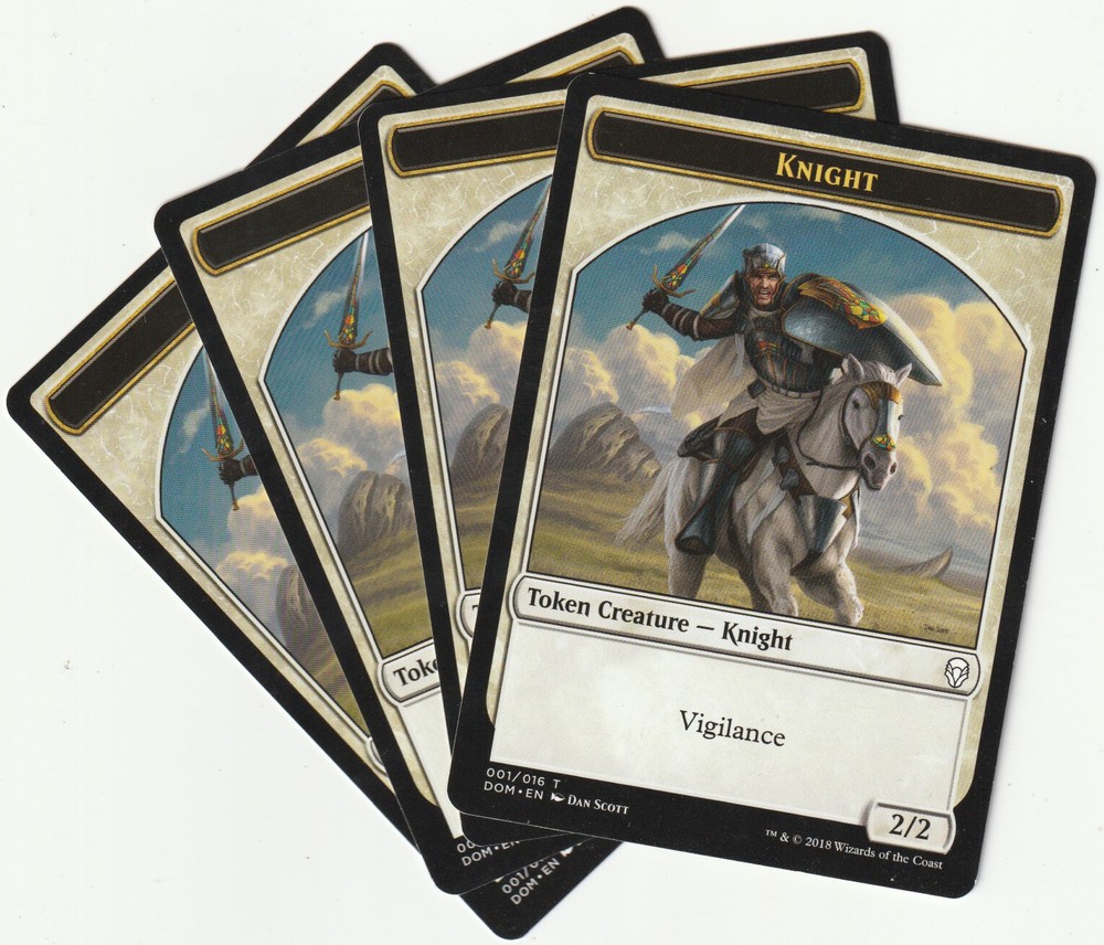 4x MTG Knight White Token Creature Card | DOM 2018 Playset