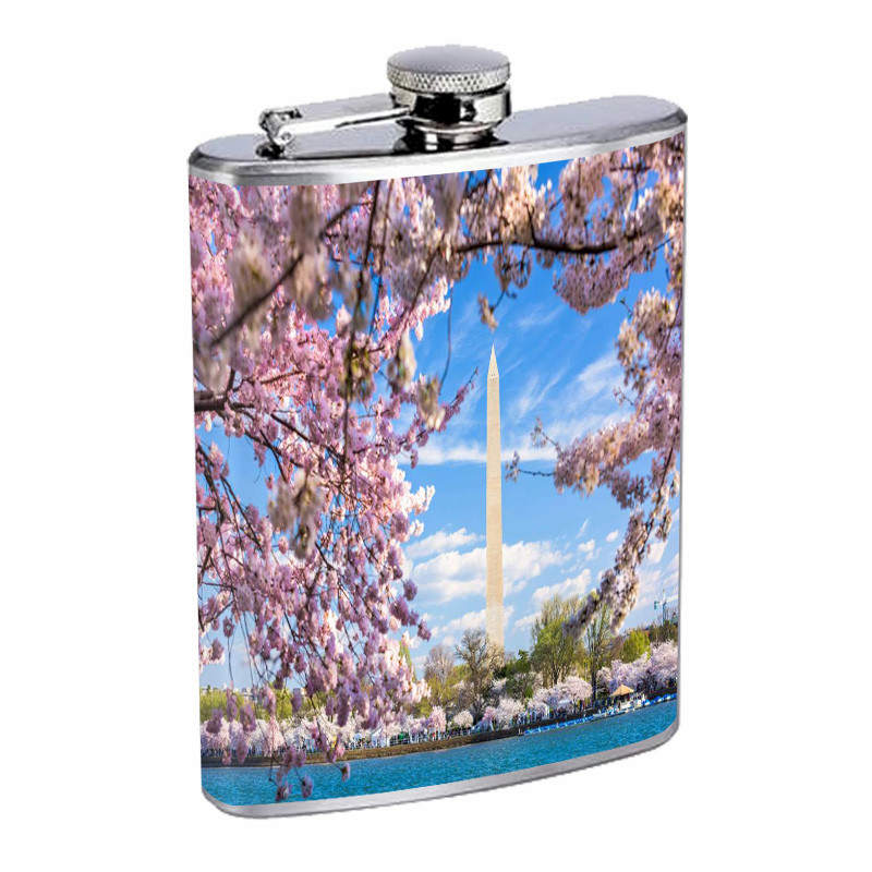 Washington D.C. D1 Flask 8oz Stainless Steel Hip Drinking Whiskey