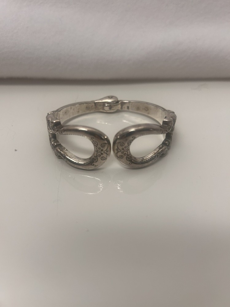 Brighton Silver Tone Hinged Cuff Bracelet 6.75 Inches Excellent Condition