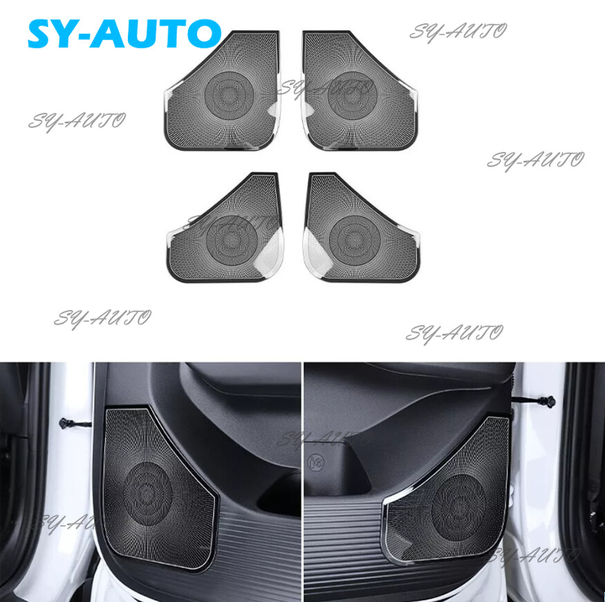 Black Stainless Steel Door Audio Speaker Cover Trim For Hyundai Santa Fe 2024+