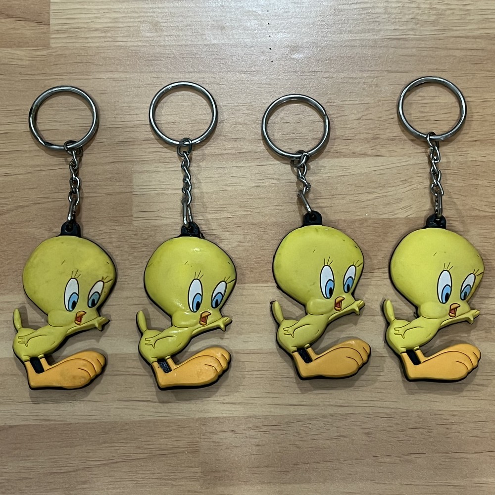 1998 Vintage Tweety Looney Tunes Rubber Keychain Warner Bros Collectible
