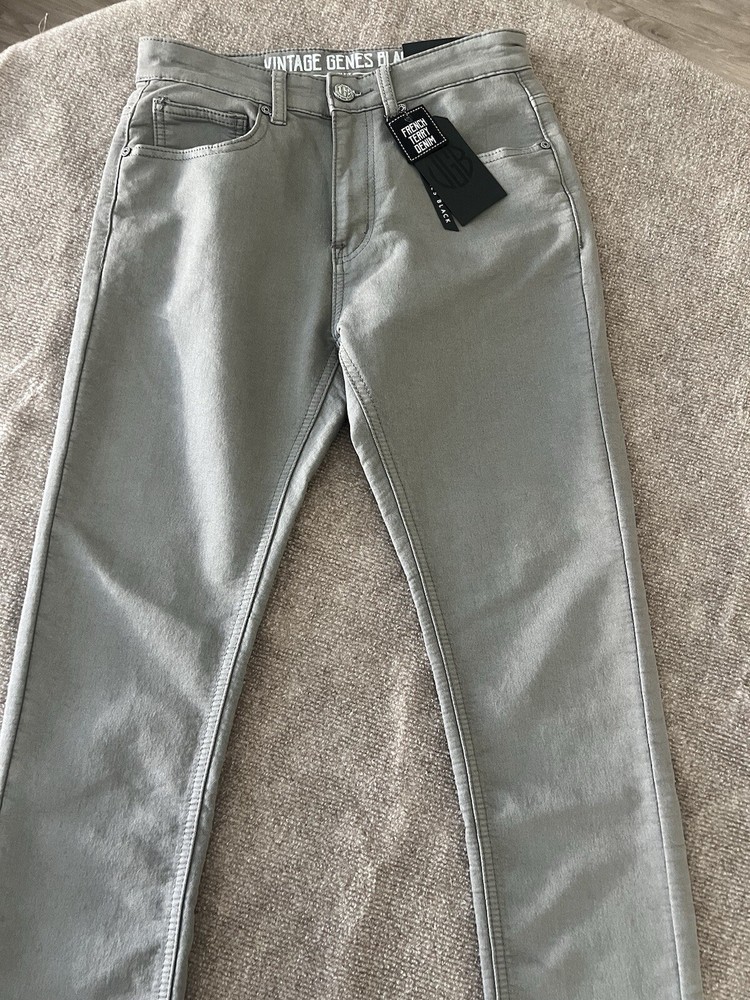 Vintage Genes Black Mens Jeans 28x30 Slim Stretch French Terry Denim Tan $150