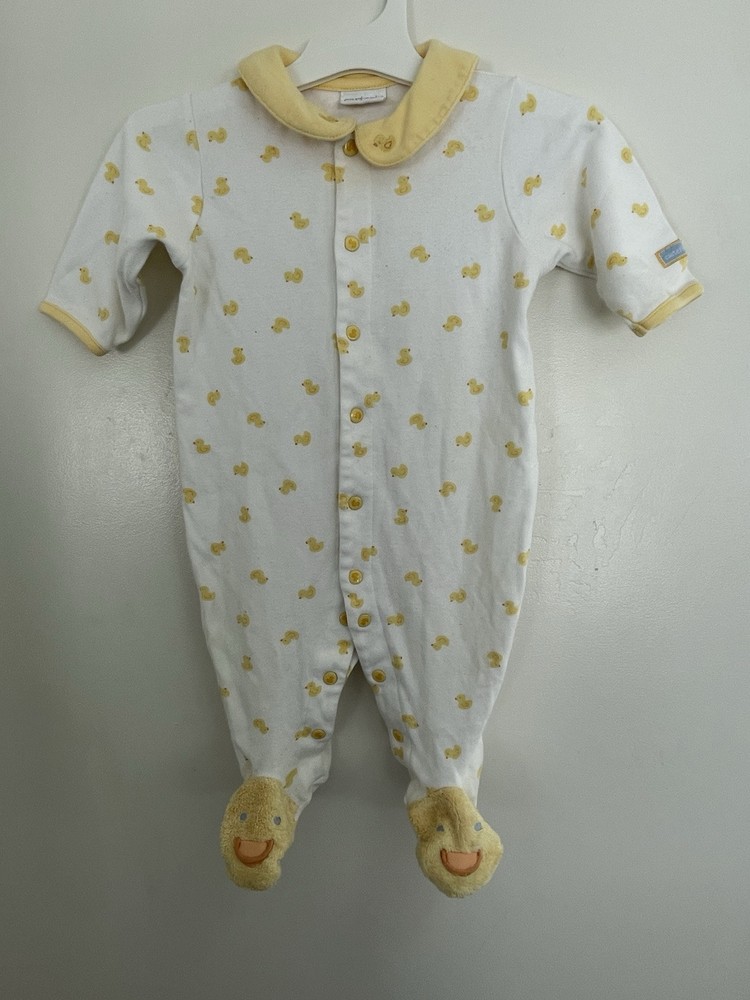 Carter's Baby Boys Cute Allover Yellow Duckie Cozy Snap-Up Sleep & Play White 6M