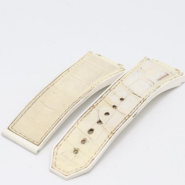 Hublot Leather Watch Band Genuine Strap White 18mm Pre-owned