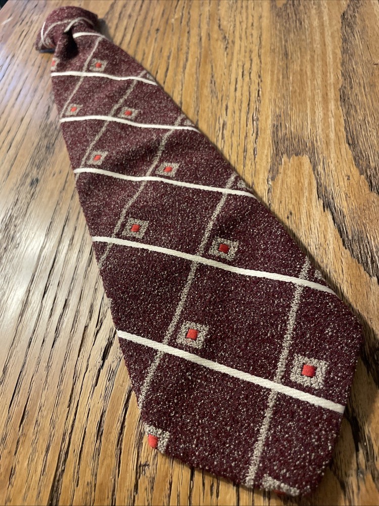 Vintage 60s 70s Sears Polyester Clip On Wide Tie Mod Disco Geometric Retro