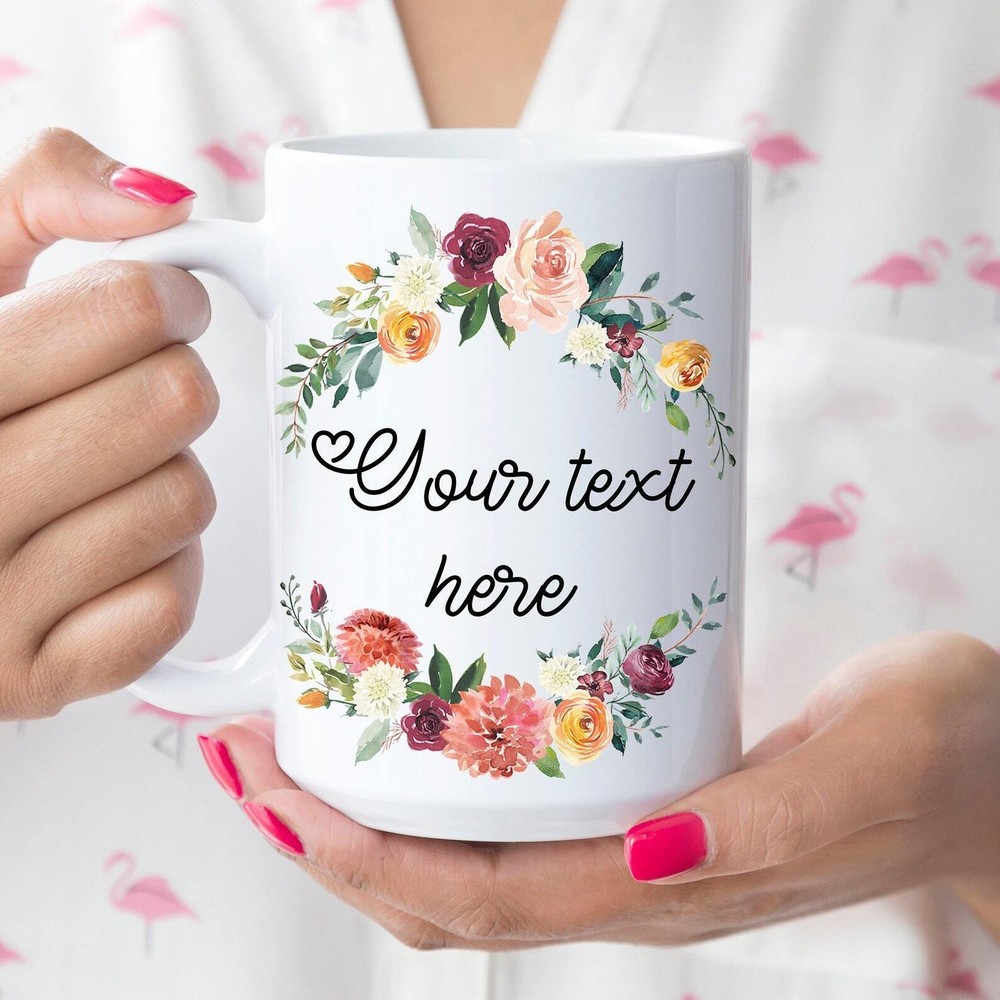 Personalized Coffee Mug For Women Custom Floral Gift For Mom Tea Cup Mothers Day