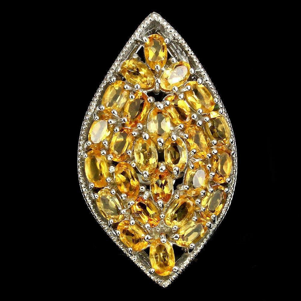 Yellow Citrine Silver Ring Genuine Mined Gem Solid Sterling Size 8.5 US