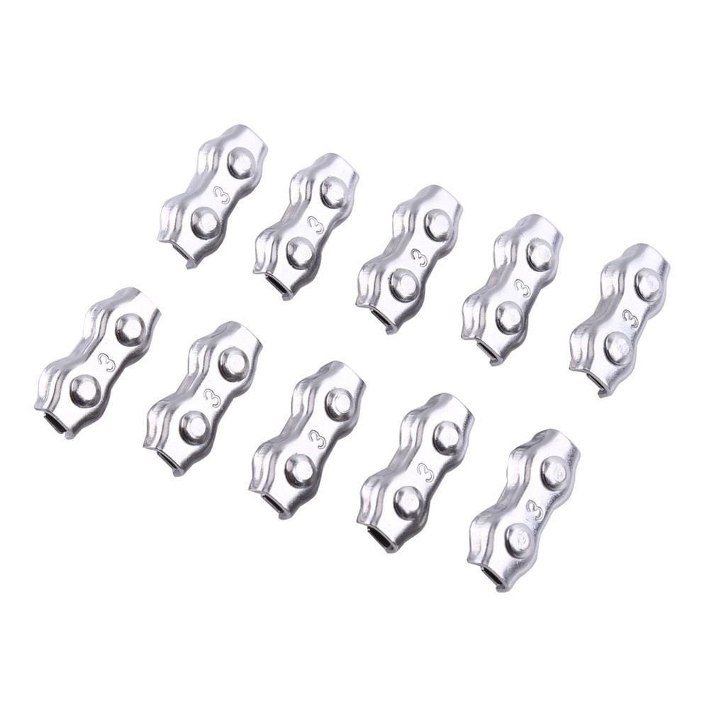 10Pcs M3 Duplex Clips Stainless Steel Wire Rope Clamps Caliper TWPE