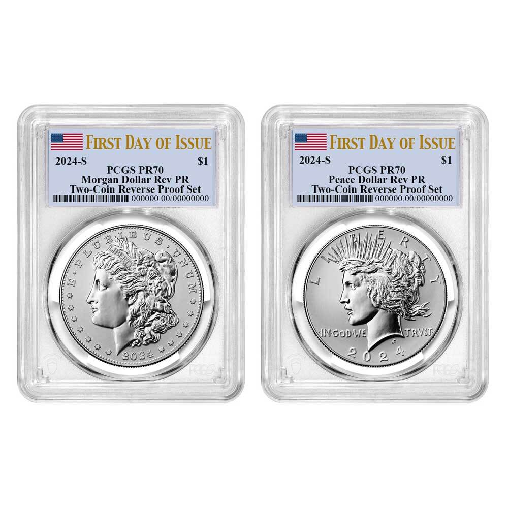 Presale - 2024-S Reverse Proof $1 Morgan and Peace Silver Dollar 2pc Set PCGS...-image