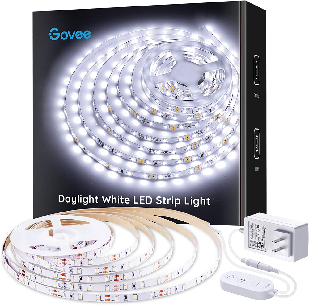 White LED Strip Lights, Upgraded 16.4Ft Dimmable LED Light Strip 6500K Bright Da