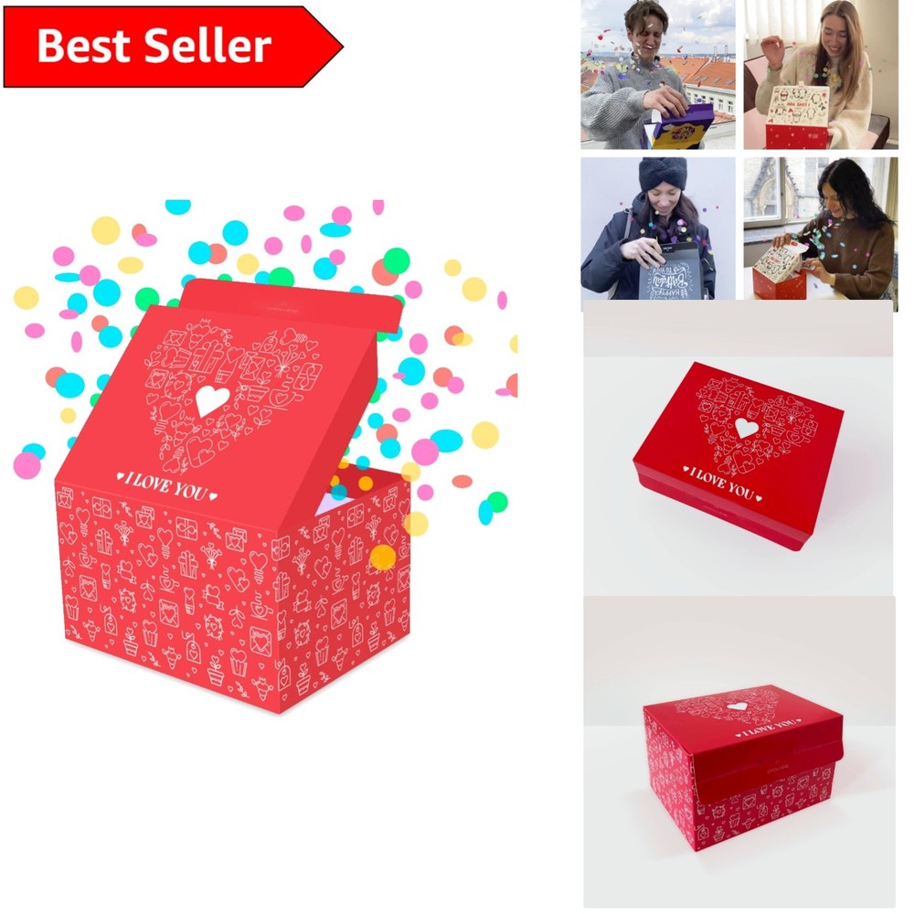 Romantic 7.1x5.5in Confetti Gift Box for Valentine's or Mother's Day