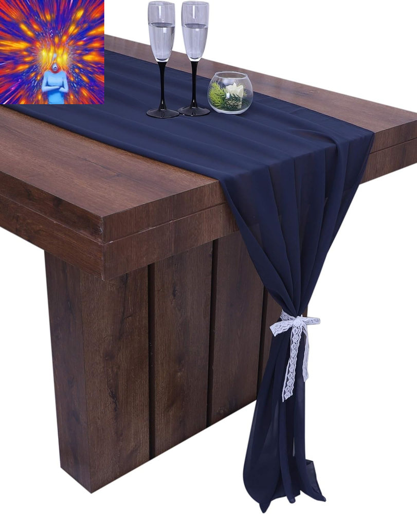 Parfair Desssin 10Ft Grey Table Runner Chiffon Wedding Decorations Boho Hallowee