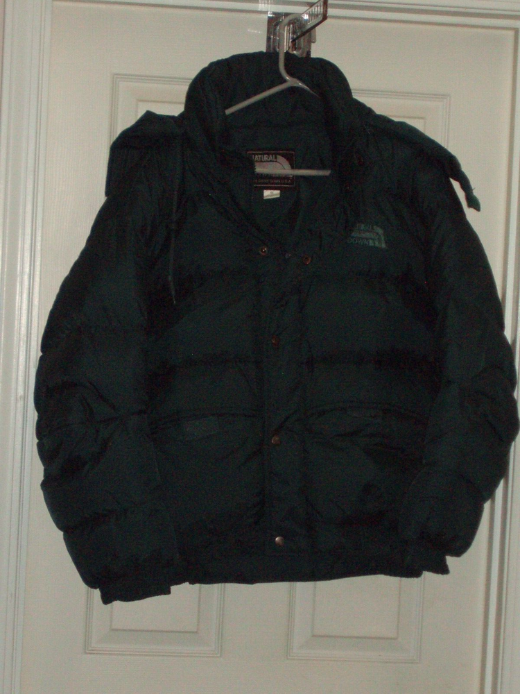 Natural Goose Down Puffer Jacket with Zip Front Hood in Green Size M by Goose Down USA