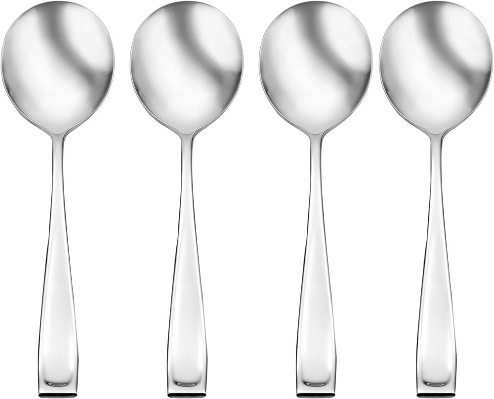 Oneida Moda Fine Flatware Soup, Set Of 4 Spoon, STAINLESS