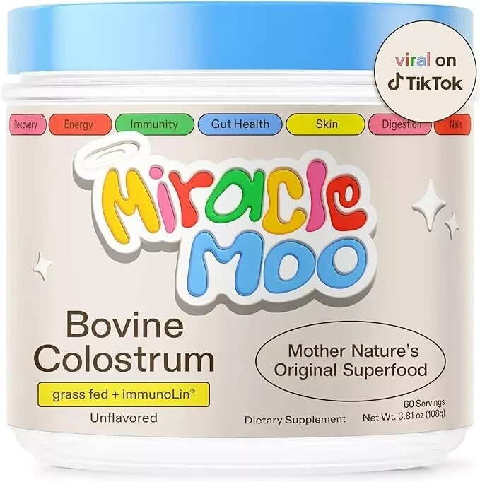 Colostrum Supplement for Gut Health, Hair Growth - Unflavored 60 Servings