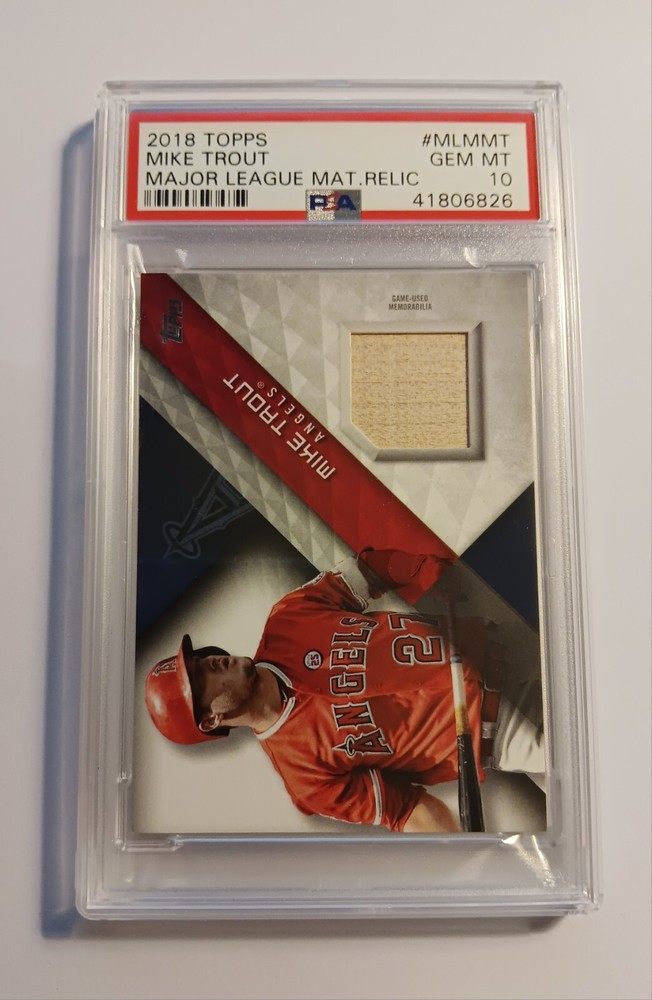 2018 Topps Major League Material Relic #MLM-MT Mike Trout Game-Used Memorabilia Card – GEM MT PSA 10 Graded – Rare Collectible Baseball Card Featuring MLB Superstar Mike Trout