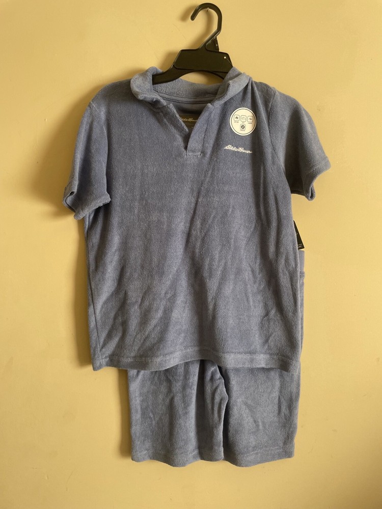 Eddie Bauer Kids Boys Blue Soft Knit 2pc Polo and Shorts Size Small
