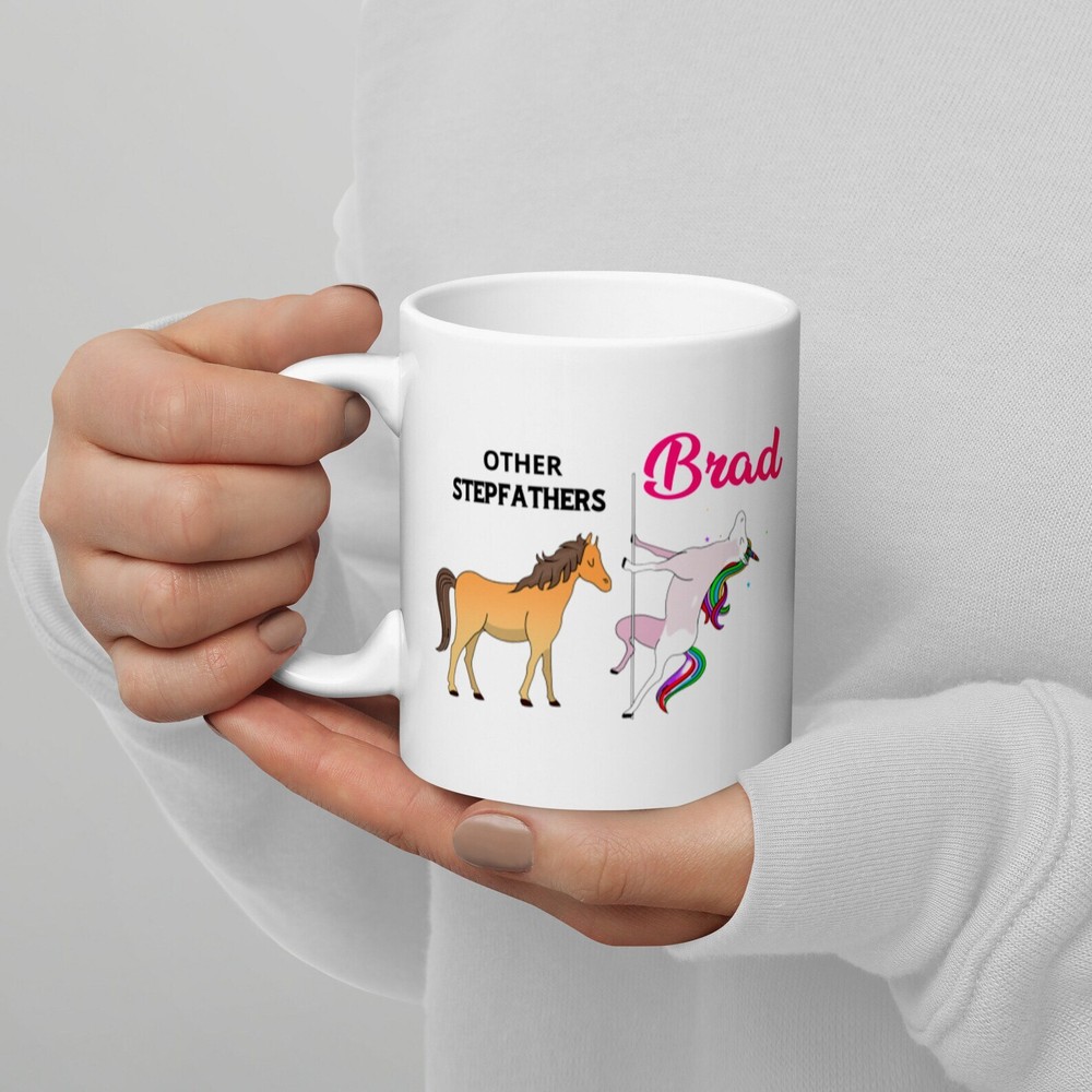 Custom Name Coffee Mug For Stepdad Personalized Step Dad Unicorn Coffee Cup