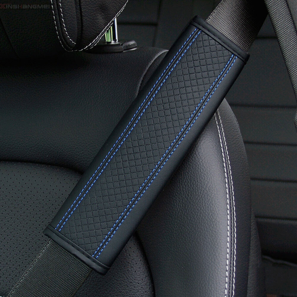 Blue Line PU Leather Car Seat Belt Cover Strap Pad Shoulder Cushion Accessories