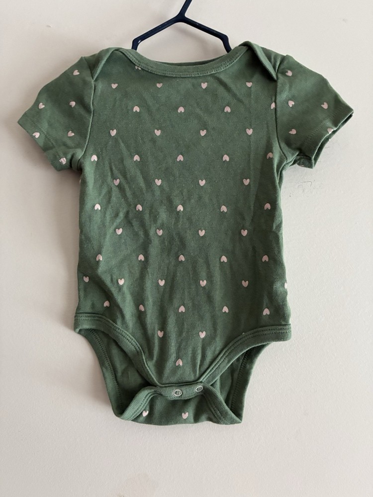 Cloud Island Baby Girls Pink Hearts 100% Cotton Short Sleeve Bodysuit Green 6-9M