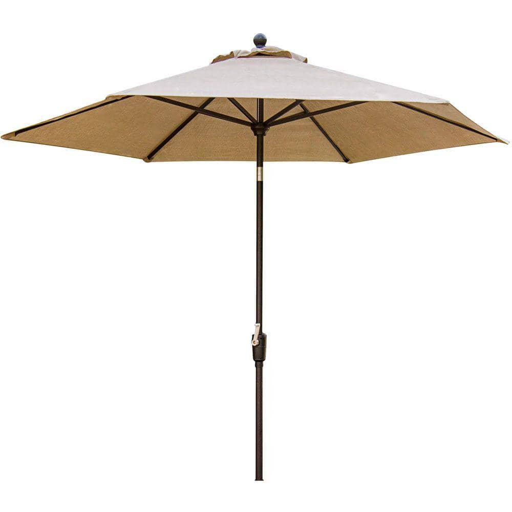 Hanover 11-Ft Patio Umbrella with Crank Lift Rust-Resistant UV-Protected Oat Design