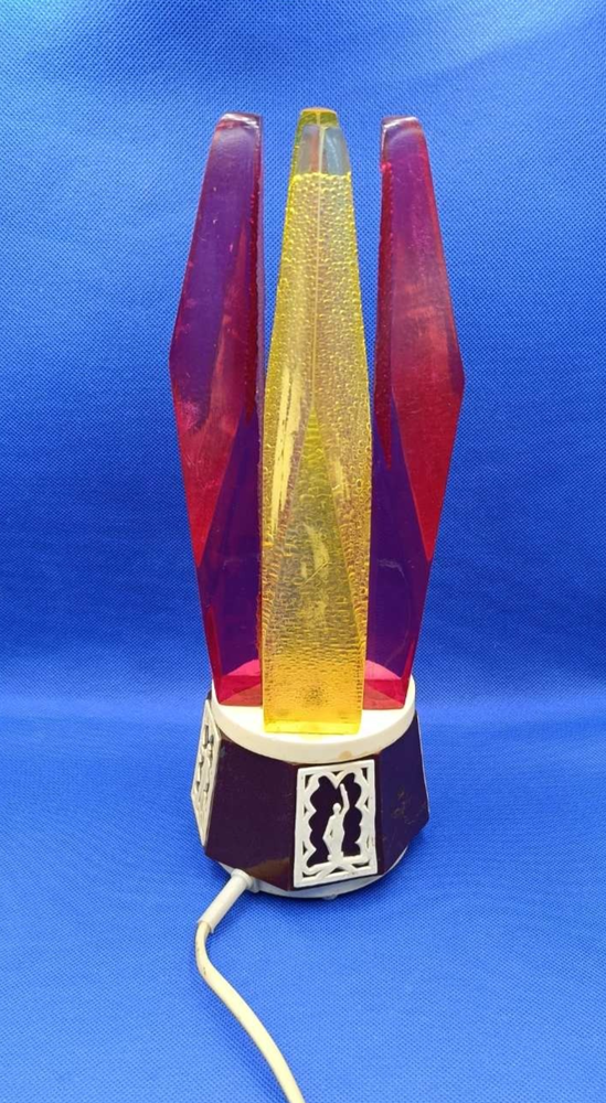 Soviet Vintage USSR Rare Night Lamp Crystals Fire Falme 1970s Retro