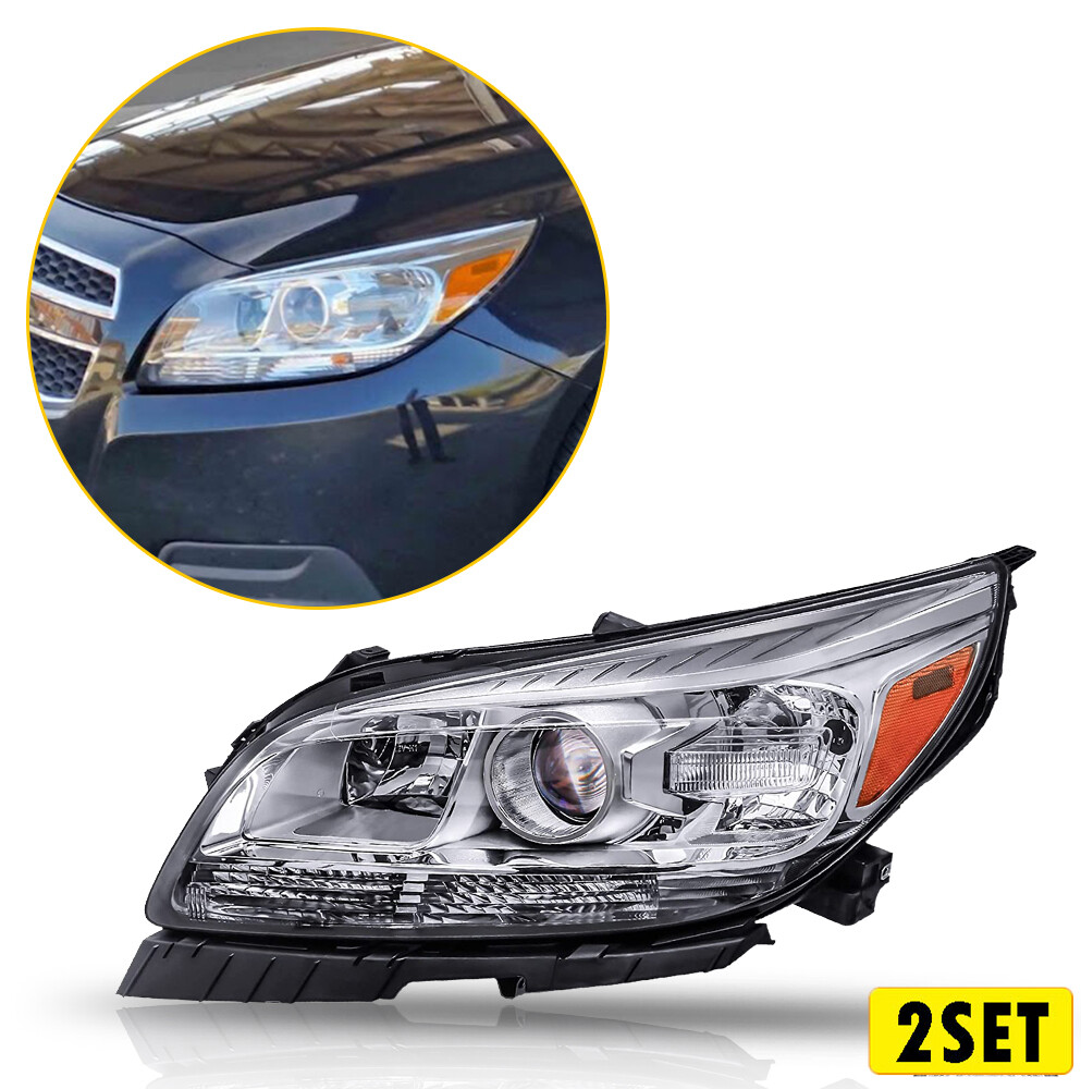 2-Pack LH Left Driver Side Headlight for 2013-2016 Chevy Malibu LT Models