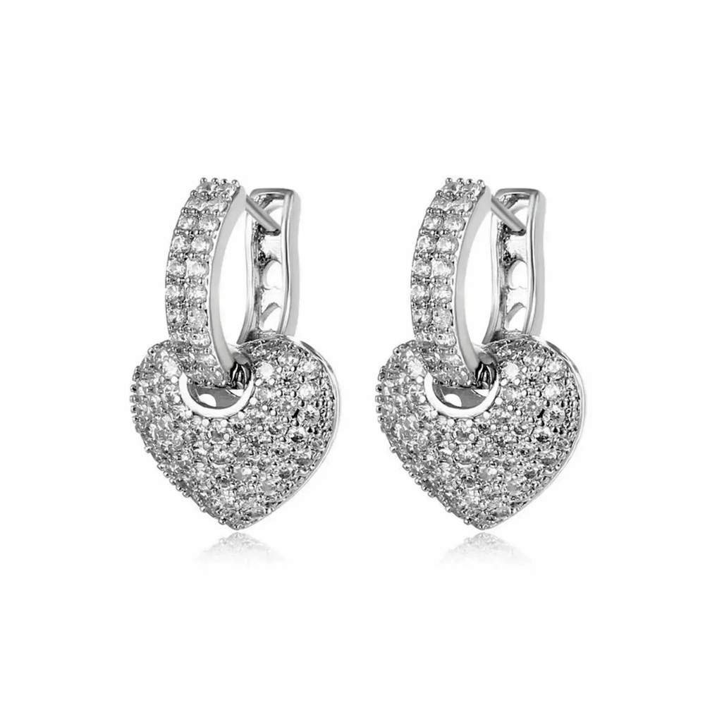 1.80Ct Round Cut Moissanite Huggie Hoop Earrings 14K White Gold Plated