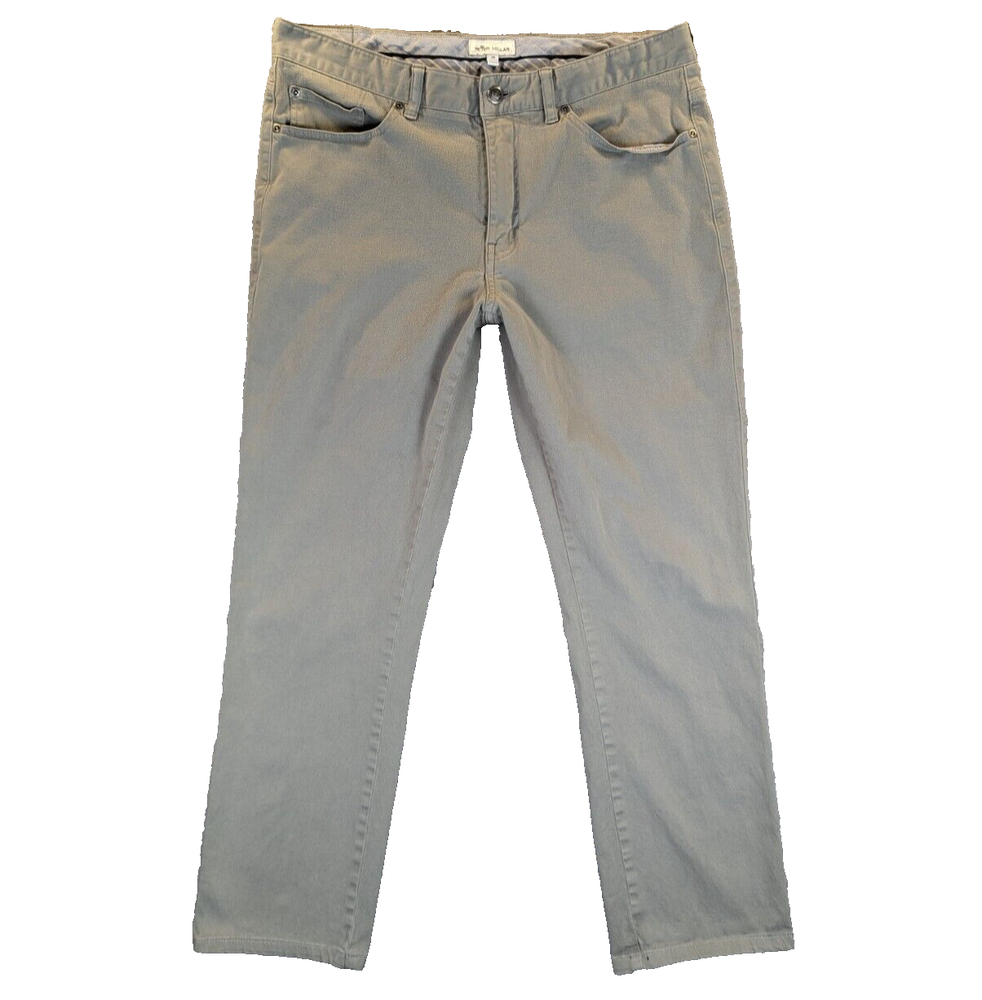 Peter Millar Chino Pants 35 Men's Beige Cotton Blend Flat Front Tapered Leg