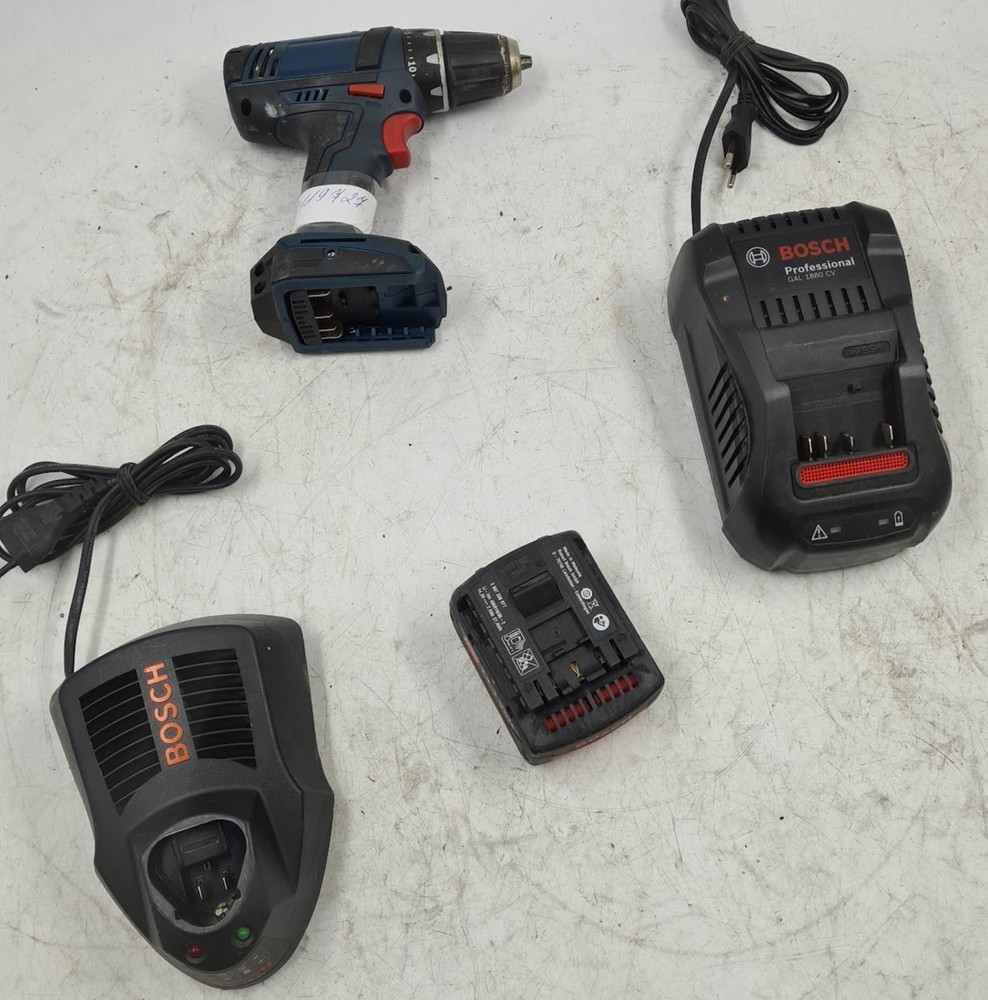 Lot of 4 Various Bosch Power Tools, GSR 18-2-LI - Used, Working, Has Scratches