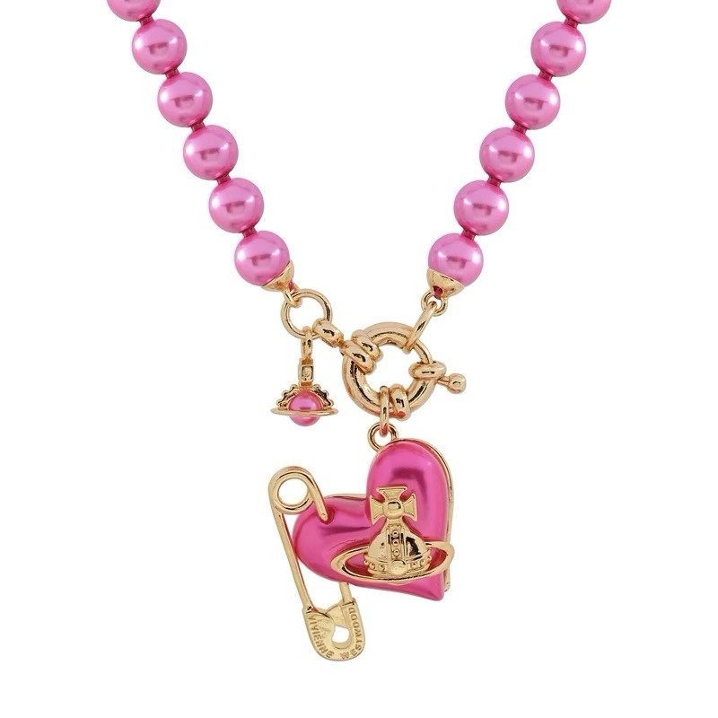 Vivienne Westwood Orietta Pearl Choker with Safety Pin Heart in Box
