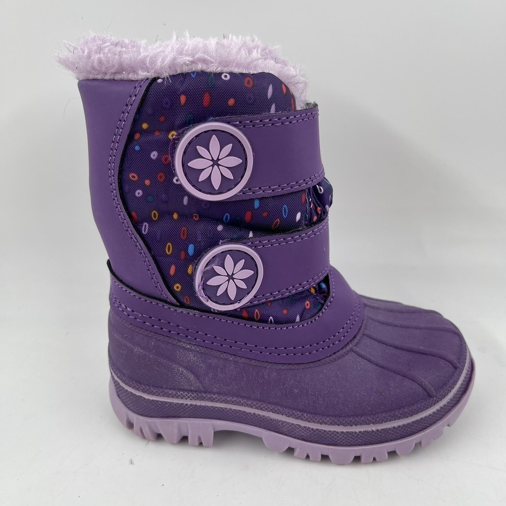 Cat & Jack Girl’s Purple Faux Fur Lined Thermolite Winter Snow Boots - Size 5/6C