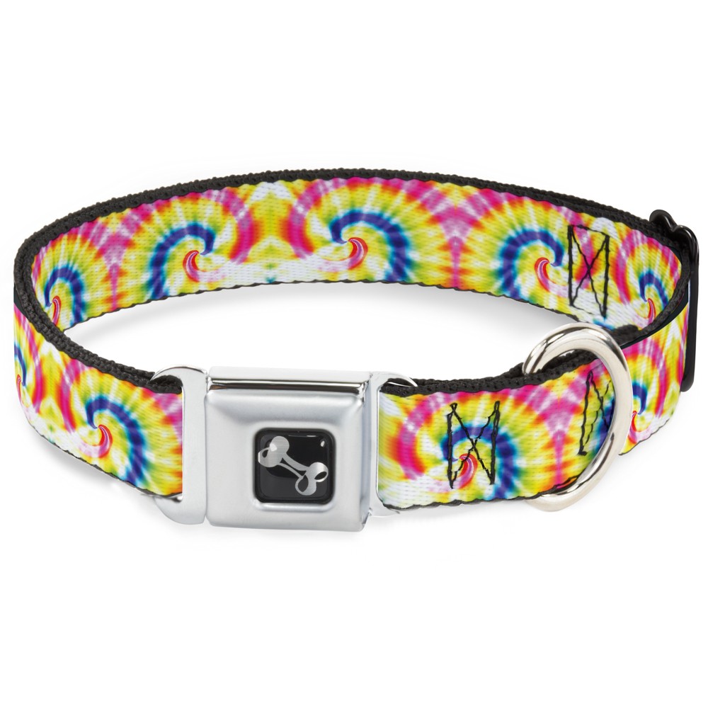 Dog Collar Bone Tie Dye Swirl Multi Color/White Medium 11-16.5