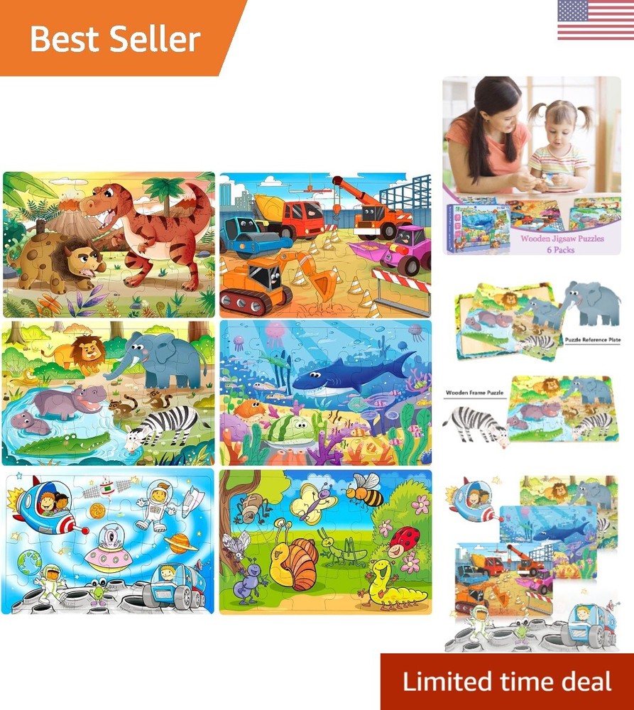 Sturdy Wooden Jigsaw Puzzle Set for Kids - Brain-Boosting Educational Activity