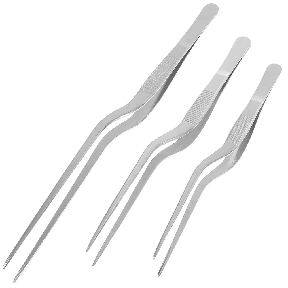 3 Pcs Stainless Steel Tweezers for Plating Food Lash Extension Supplies