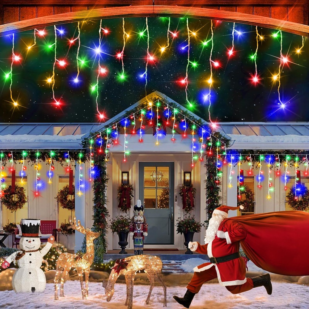 124FT 1200 LED Christmas Lights, 【IP65 Waterproof】Ice Lights for Outside Remo...