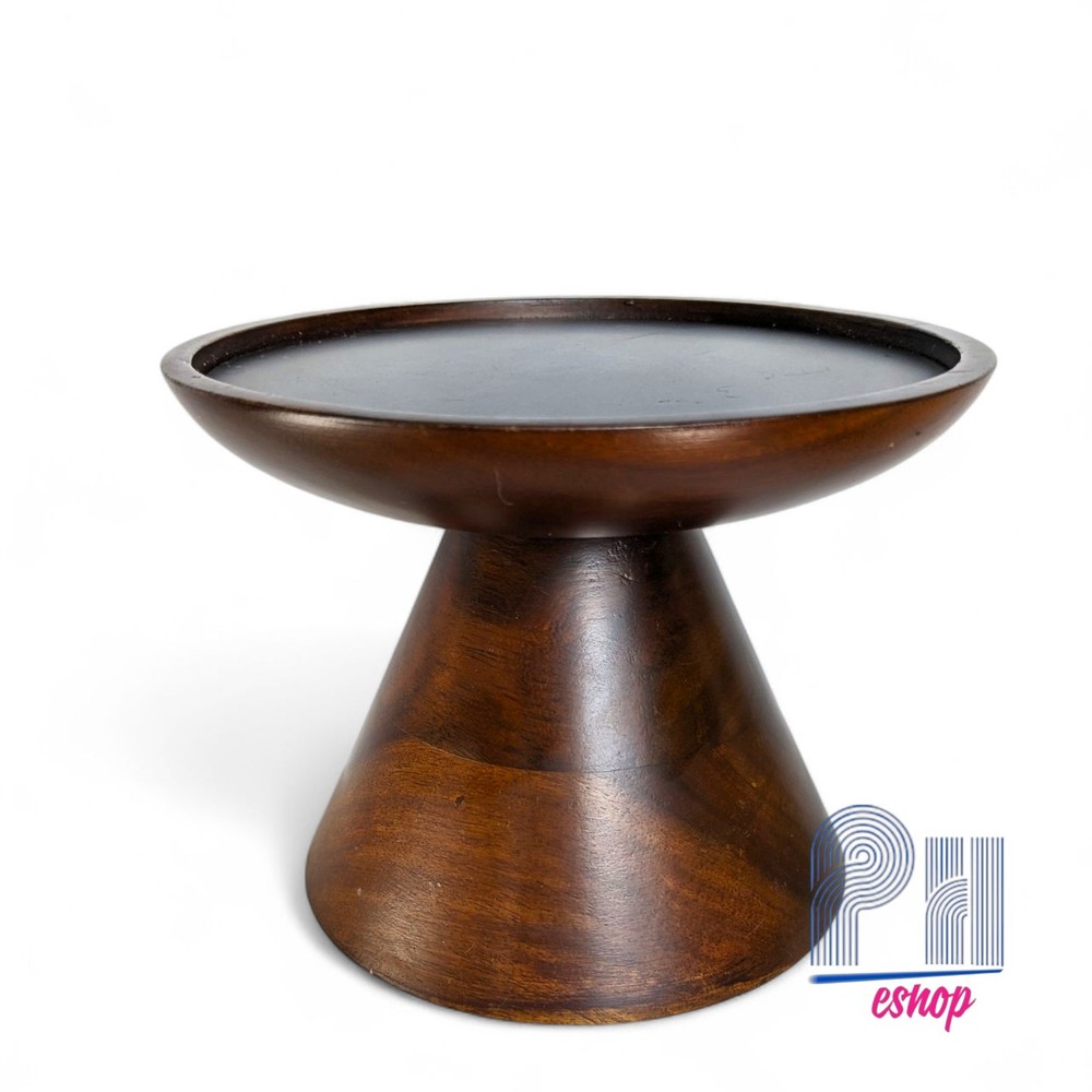 Crate and Barrel Wooden Pedestal Candle Holder 6.5 Inch Diameter 5 Inch Height