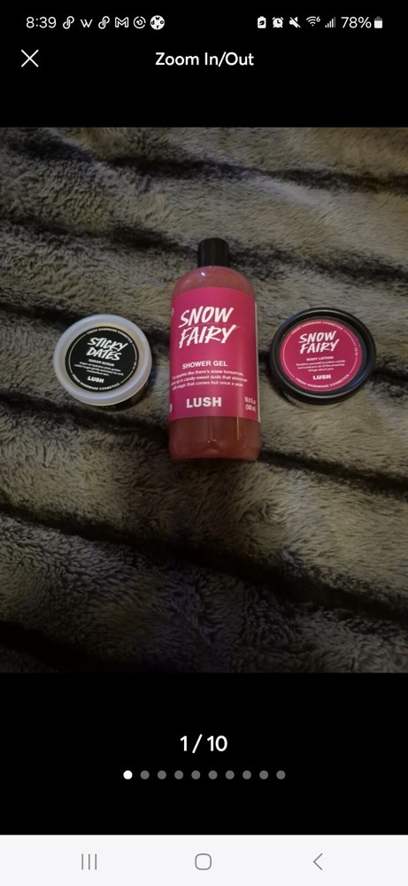 LUSH SNOW FAIRY SHOWER GEL/SNOW FAIRY BODY LOTION/STICKY DATES SUGAR SCRUB