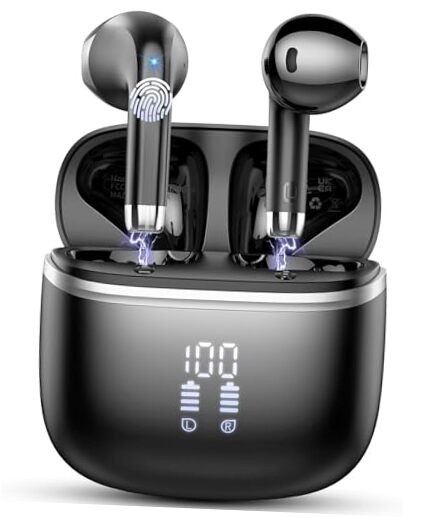 Wireless Earbuds, Bluetooth 5.4 Headphones with Deep Bass Stereo, in Ear Black