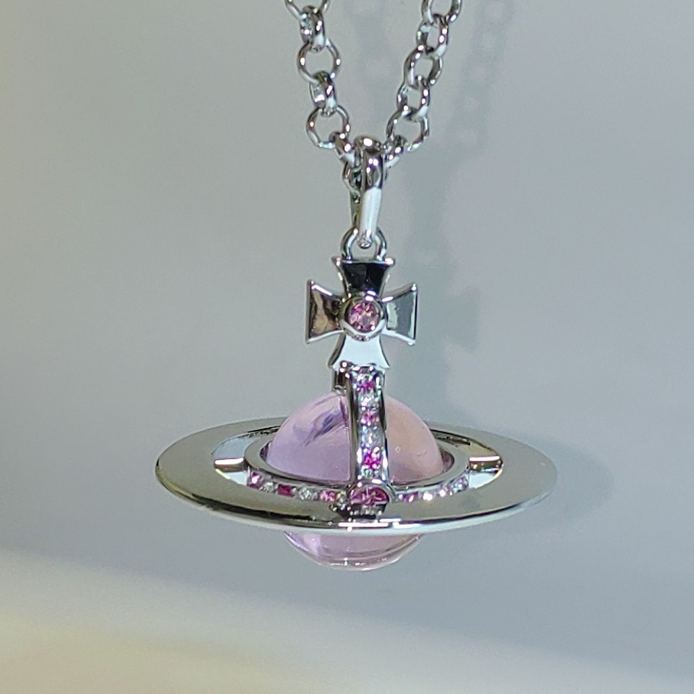 Vivienne Westwood Small Silver Pink Orb Pendant Necklace New From Japan