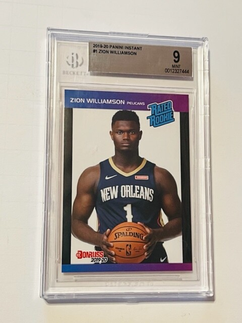 Zion Williamson Rookie Card RC BGS 9 MINT Pelicans 2019 Donruss Rated #1 sp RARE