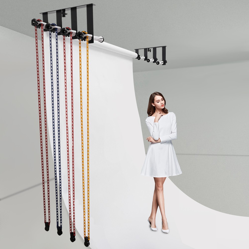 Wall Mount Backdrop Holder with 4 Rollers for Photography Background Support System