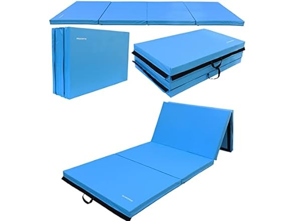 Fitvids Blue Folding Exercise Mat for Aerobics and Workouts