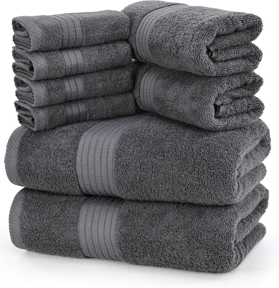 Utopia Towels 8-Piece Premium Set Includes 2 Bath Towels in Grey