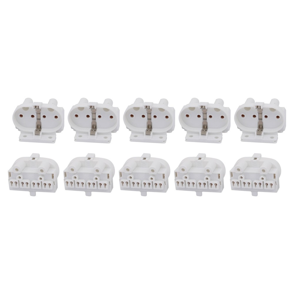 10 Pc H Lamp Fluorescent Light Holder,Great for Home,Office (White, 2A, AC 500V)